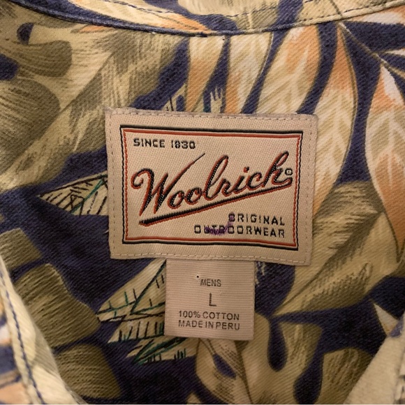Woolrich men’s large short sleeve button down shirt leaves print - Picture 3 of 4